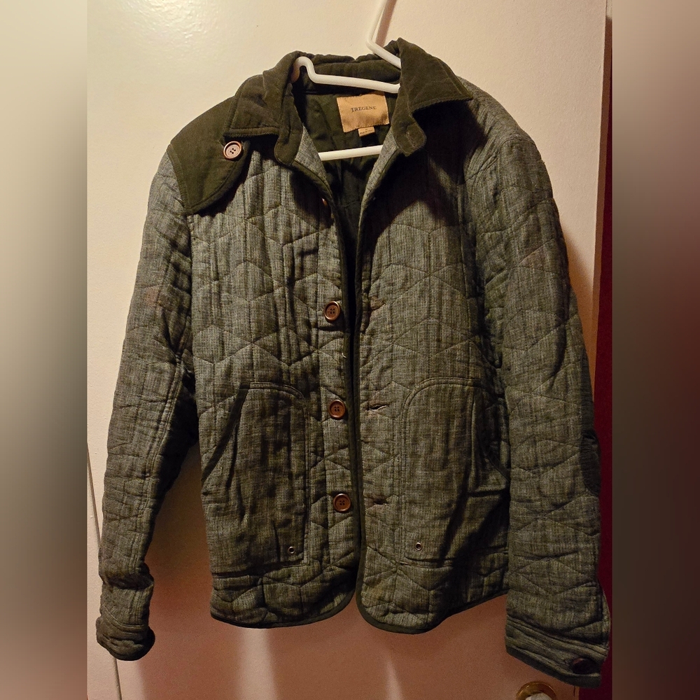 Tregene gray quilted hunting jacket, small